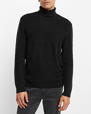 Relaxed Horizontal Cable Knit Turtleneck Sweater