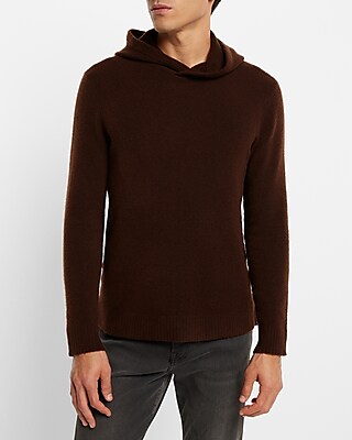 Felted Merino Wool-Blend Hooded Sweater Brown Men's XS
