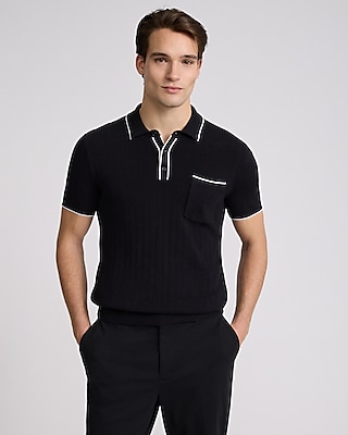 Modern Prep Short Sleeve Sweater Polo Black Men's M Tall