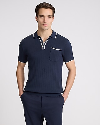 Modern Prep Short Sleeve Sweater Polo Blue Men's XS