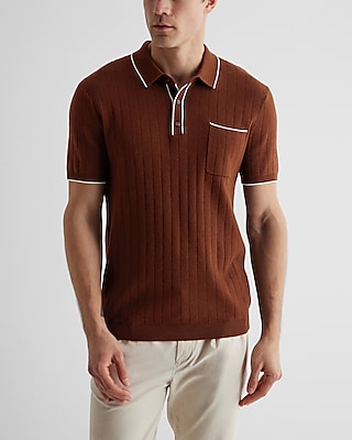 Modern Prep Short Sleeve Sweater Polo Brown Men's L