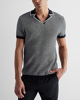 Geo Print Cotton Short Sleeve Sweater Polo