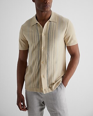 Striped Short Sleeve Sweater Polo