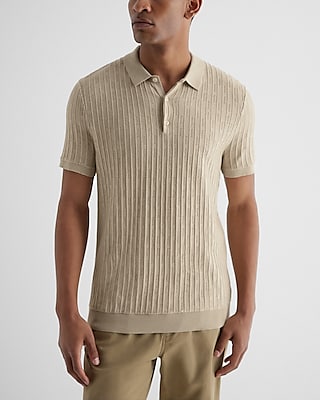 Pointelle Cotton Short Sleeve Sweater Polo