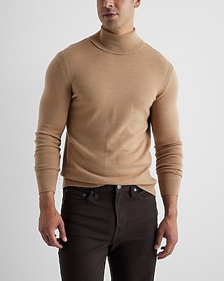 Turtleneck Merino Wool Sweater Neutral Men's M Tall