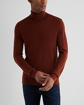 Turtleneck Merino Wool Sweater Brown Men's M Tall