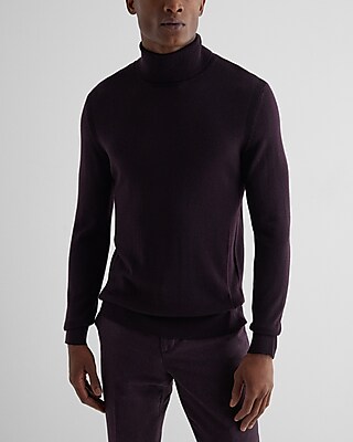 Turtleneck Merino Wool Sweater Purple Men's L
