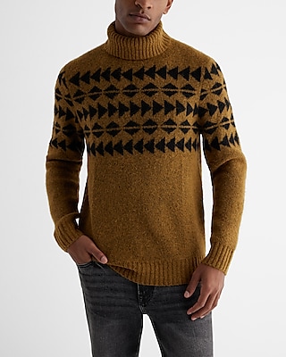 Big & Tall Textured Fair Isle Turtleneck Sweater Green Men's XXL