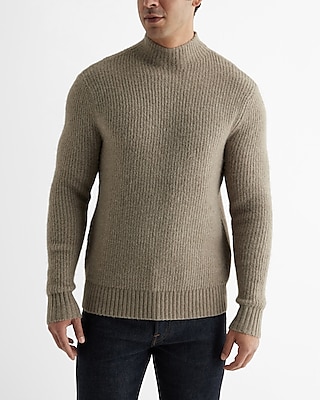 Fuzzy Ribbed Turtleneck Sweater Brown Men's L Tall