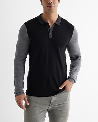 Color Block Merino Wool Sweater Polo