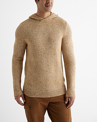 Two Tone Cotton-Blend Sweater Hoodie Brown Men's S