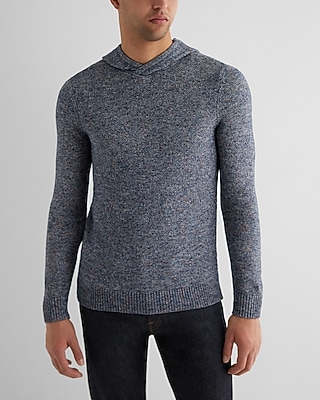 Two Tone Cotton-Blend Sweater Hoodie Blue Men's M