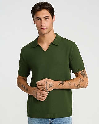 Ribbed Johnny Collar Sweater Polo