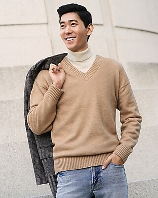 V-Neck Popover Sweater Brown Men's M