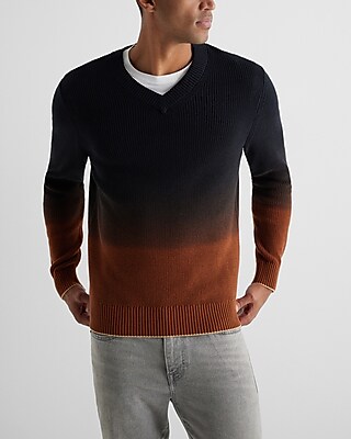 Ombre Cotton V-Neck Sweater