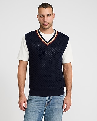 Cotton Cable Knit V-Neck Sweater Vest
