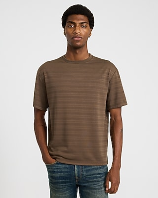 Textured Striped Classic Fit Crew Neck T-Shirt