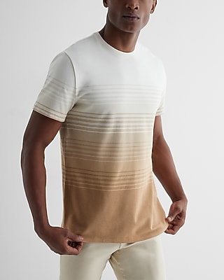 Striped Luxe Pique Crew Neck T-Shirt White Men's L