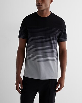 Striped Luxe Pique Crew Neck T-Shirt Black Men's S