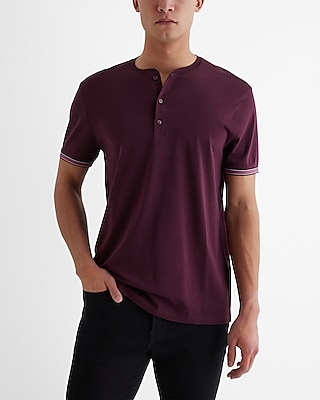 Tipped Perfect Pima Cotton Henley Red Men's S