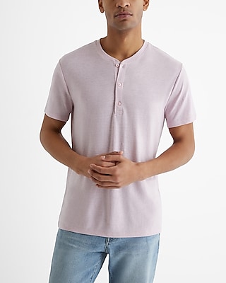 Linen-Blend Henley Pink Men's S