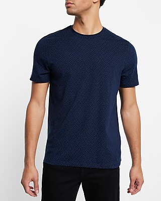 Geo Print Moisture-Wicking Crew Neck T-Shirt Blue Men's S