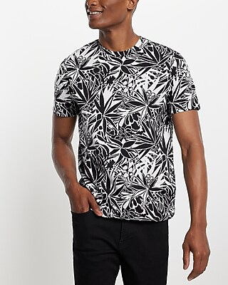 Floral Print Moisture-Wicking Crew Neck T-Shirt