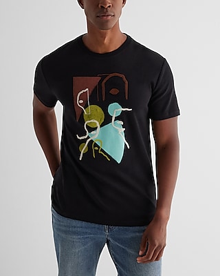 Embroidered Painted Abstract Graphic T-Shirt