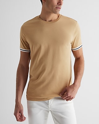 Striped Cuff Perfect Pima Cotton T-Shirt