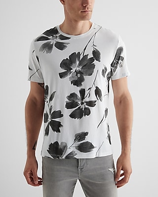 Painted Floral Perfect Pima Cotton T-Shirt White Men's XS