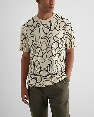 Relaxed Abstract Print Perfect Pima Cotton T-Shirt White Men's M