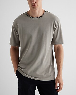 Relaxed Striped Collar Luxe Pique T-Shirt Brown Men's L
