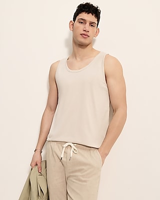 Crew Neck Perfect Pima Cotton Tank Top Neutral Men's XL Tall