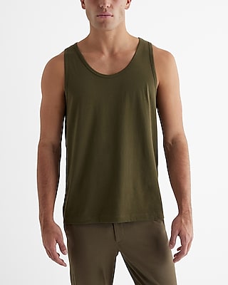 Crew Neck Perfect Pima Cotton Tank Top Green Men's M