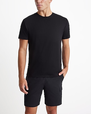 Linen-Blend Crew Neck T-Shirt Black Men's XS