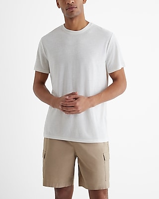 Linen-Blend Crew Neck T-Shirt Neutral Men's L