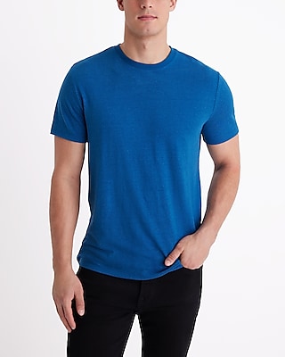 Big & Tall Linen-Blend Crew Neck T-Shirt Blue Men's XXL