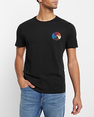 Embroidered Wavy Circle Graphic T-Shirt
