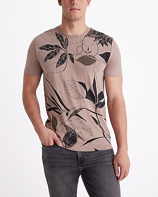 Foliage Print Perfect Pima Cotton T-Shirt Neutral Men's Tall