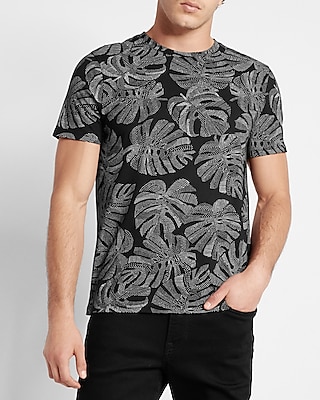 Leaf Print Crew Neck T-Shirt