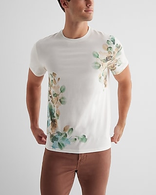 Watercolor Foliage Graphic Perfect Pima Cotton T-Shirt