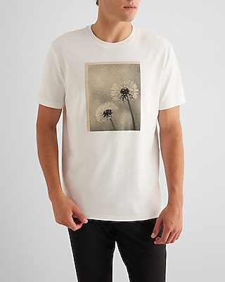 Big & Tall Mesh Dandelion Graphic T-Shirt White Men's XXL