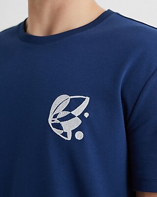 Embroidered Graphic T-Shirt Blue Men's XS