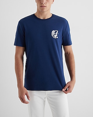 Embroidered Graphic T-Shirt Blue Men's