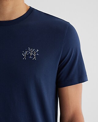 Embroidered Trees Perfect Pima Cotton T-Shirt