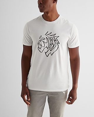 Embroidered Lion Graphic Perfect Pima Cotton T-Shirt