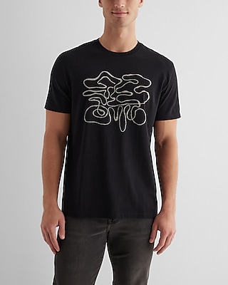 Embroidered Line Graphic Perfect Pima Cotton T-Shirt