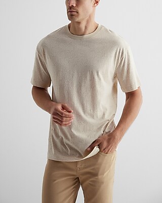 Relaxed Swirl Print Perfect Pima Cotton Crew Neck T-Shirt Neutral Men's L