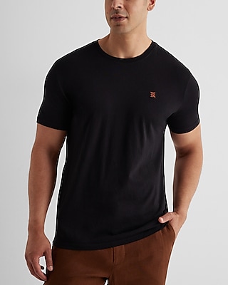 Embroidered X Logo Graphic Perfect Pima Cotton T-Shirt Black Men's M Tall
