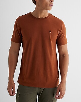 Big & Tall Two Tone X Logo Perfect Pima Cotton T-Shirt Brown Men's XXL